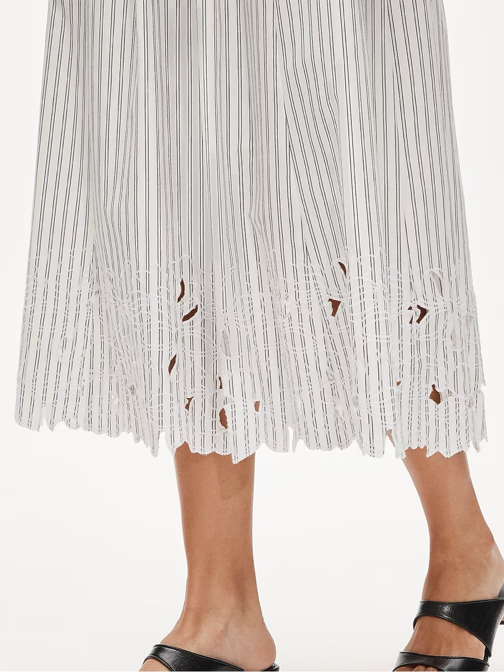 JCrew Embroidered pull-on midi skirt in striped cotton poplin 10 - Picture 3 of 4